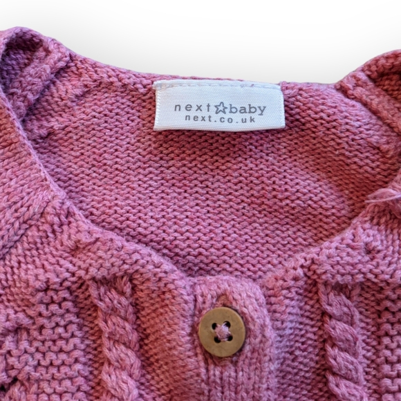 6-9 Months Next UK Baby Girl Pink Button Up Knit Cardigan - Picture 4 of 5